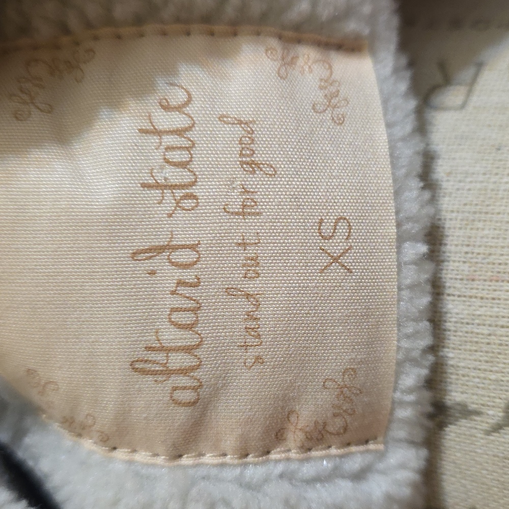 Altar'd State Black and Cream Shearling Faux Suede Bomber Jacket - Picture 2 of 6